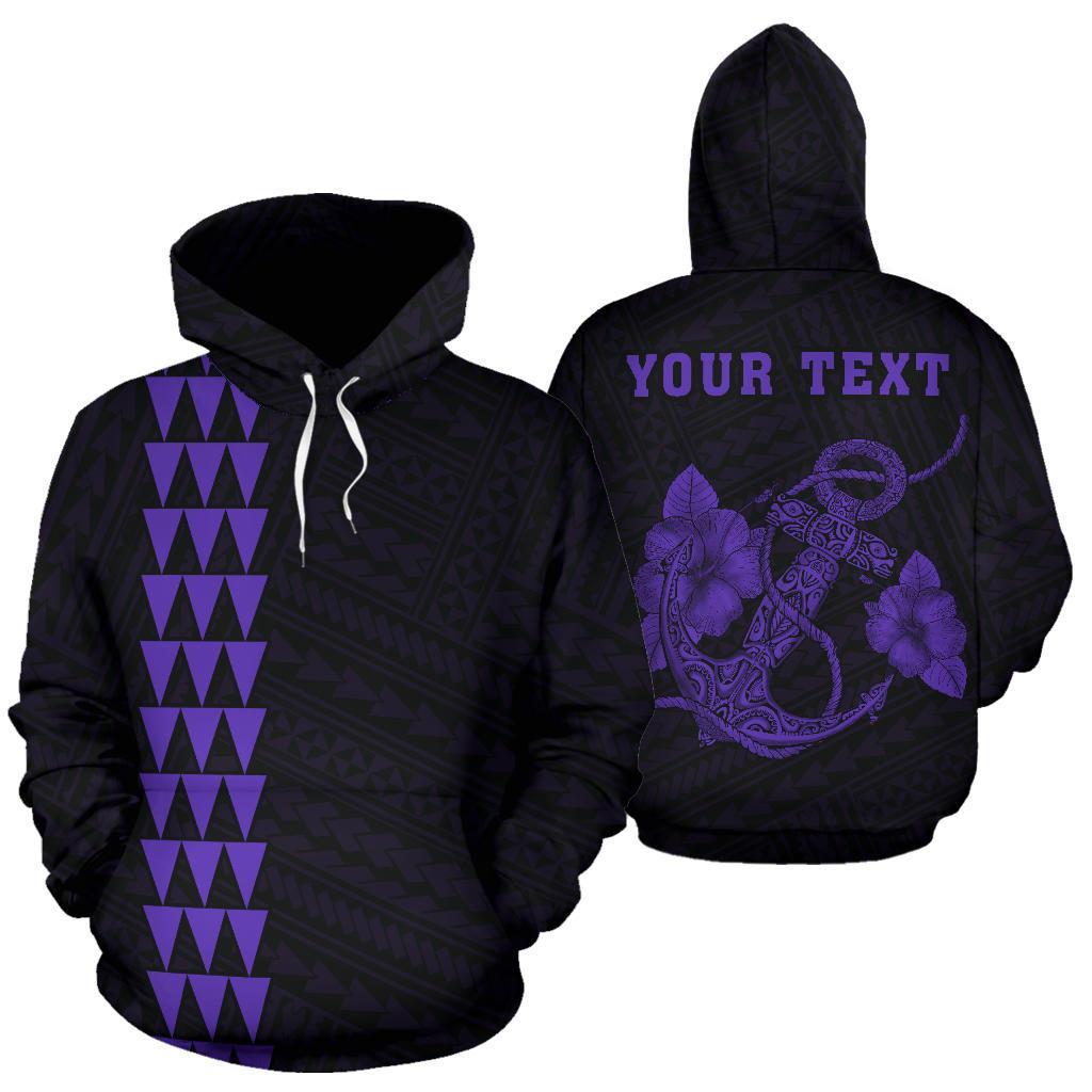 Polynesian Kakau Anchor Hibiscus Hawaii Custom Hoodie Purple Unisex Purple - Polynesian Pride