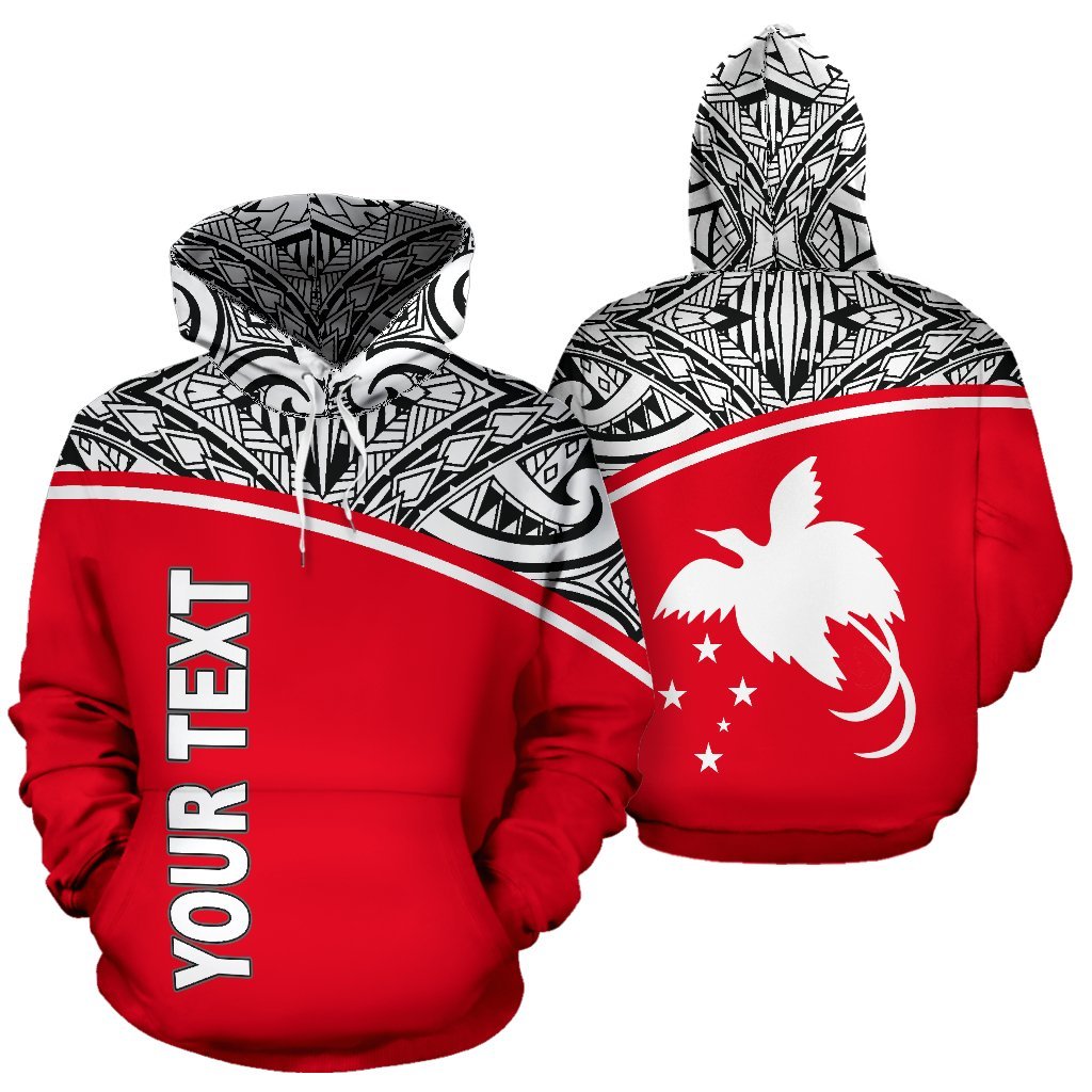 Papua New Guinea Polynesian ll Over Custom Hoodie Red Curve Unisex Red - Polynesian Pride