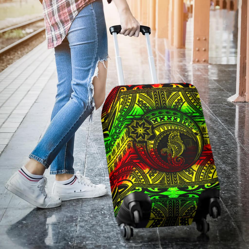 Seahorse Polynesian Luggage Cover - Polynesian Tattoo Reggae - Polynesian Pride