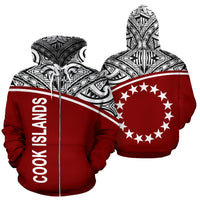 Cook Islands Polynesian Zip up Hoodie Curve Red Unisex Red - Polynesian Pride