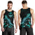 Guam Polynesian Men Tank Top - Turtle With Blooming Hibiscus Tuquoise - Polynesian Pride