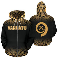 Vanuatu Polynesian Zip up Hoodie Gold Fog Unisex Gold - Polynesian Pride