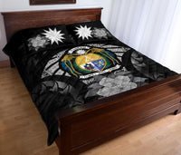 Nauru Polynesian Quilt Bed Set Hibiscus Gray - Polynesian Pride