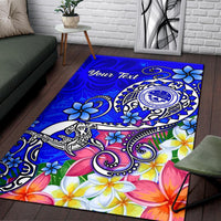 FSM Custom Personalised Area Rug - Turtle Plumeria (Blue) - Polynesian Pride