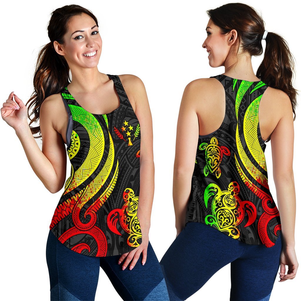 Kosrae Micronesian Women Racerback Tank - Reggae Tentacle Turtle Art - Polynesian Pride