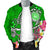 American Samoa Polynesian Men's Bomber Jacket - Turtle Plumeria (Green) - Polynesian Pride