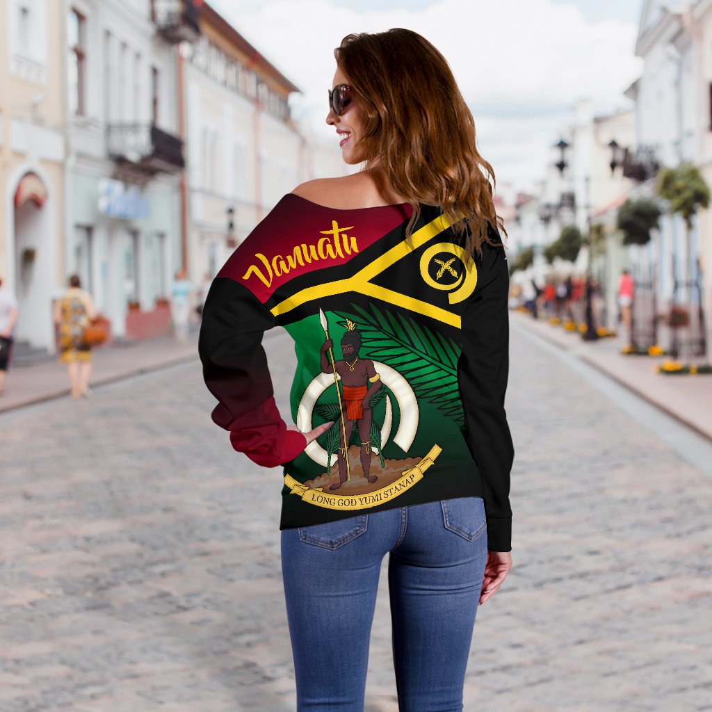Vanuatu Rugby Women Off Shoulder Sweater Proud Vibes - Polynesian Pride