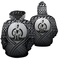 Vanuatu All Over Hoodie Lift up Black Unisex Black - Polynesian Pride