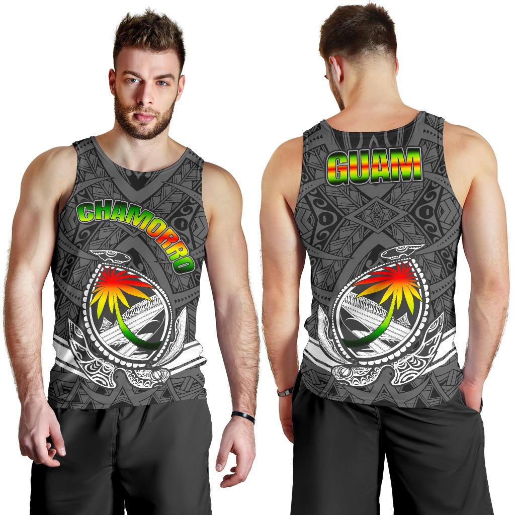 Guam Men's Tank Top - Turtle Guam Seal Chamorro Grey - Polynesian Pride