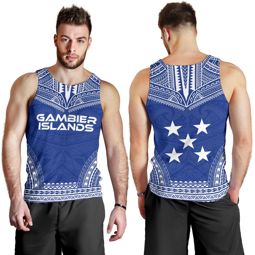 Gambier Islands Men's Tank Top - Polynesian Chief Flag Version - Polynesian Pride
