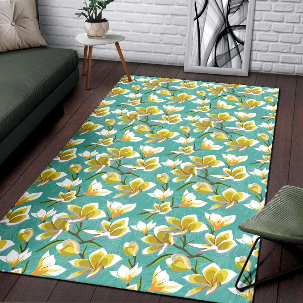 Tropical Plumeria Blue Rug - Polynesian Pride