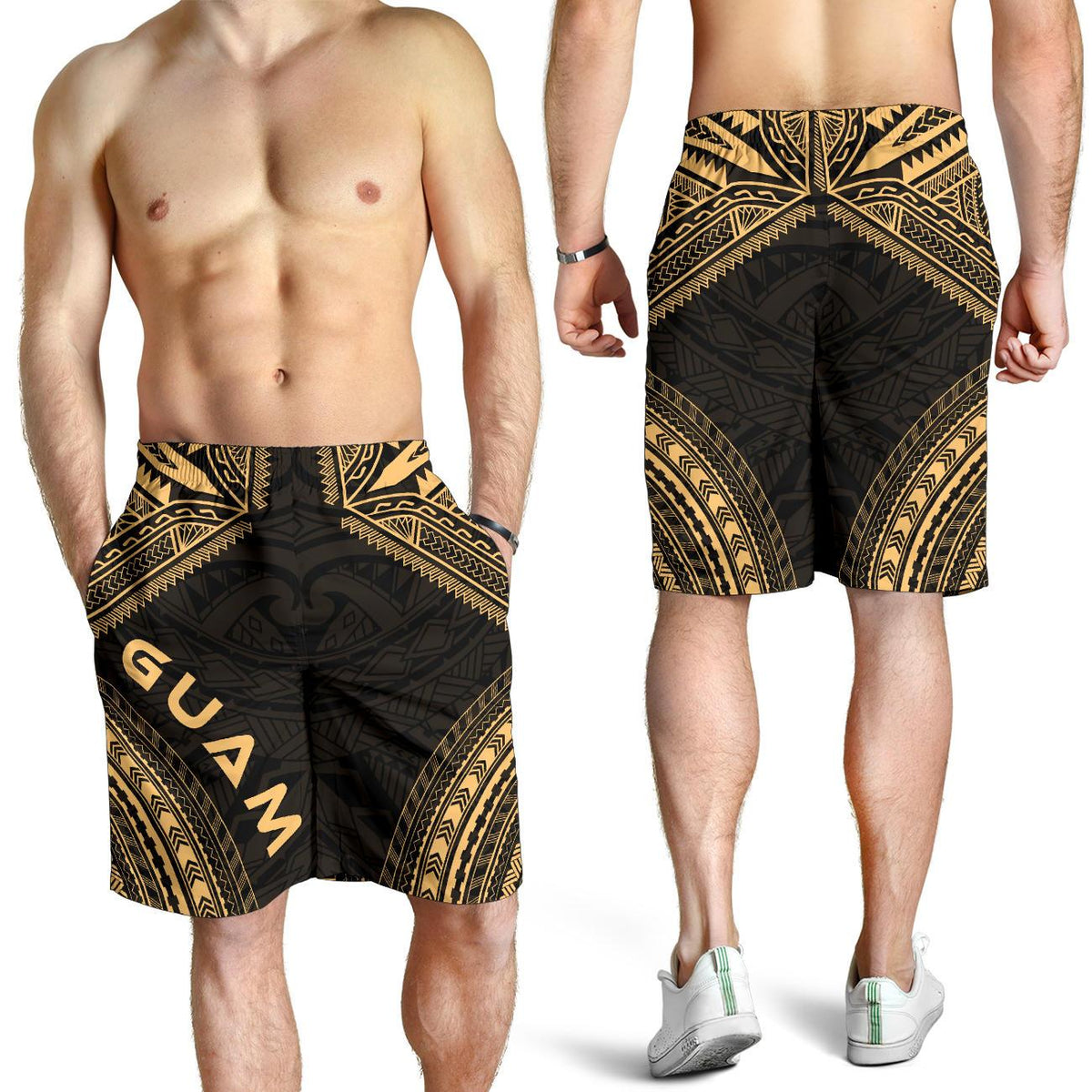 Guam Men's Shorts - Polynesian Chief Gold Version - Polynesian Pride