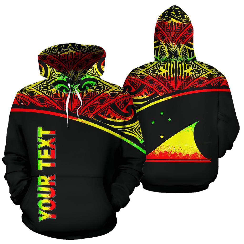 Tokelau Polynesian ll Over Custom Hoodie Reggae Curve Unisex Black - Polynesian Pride