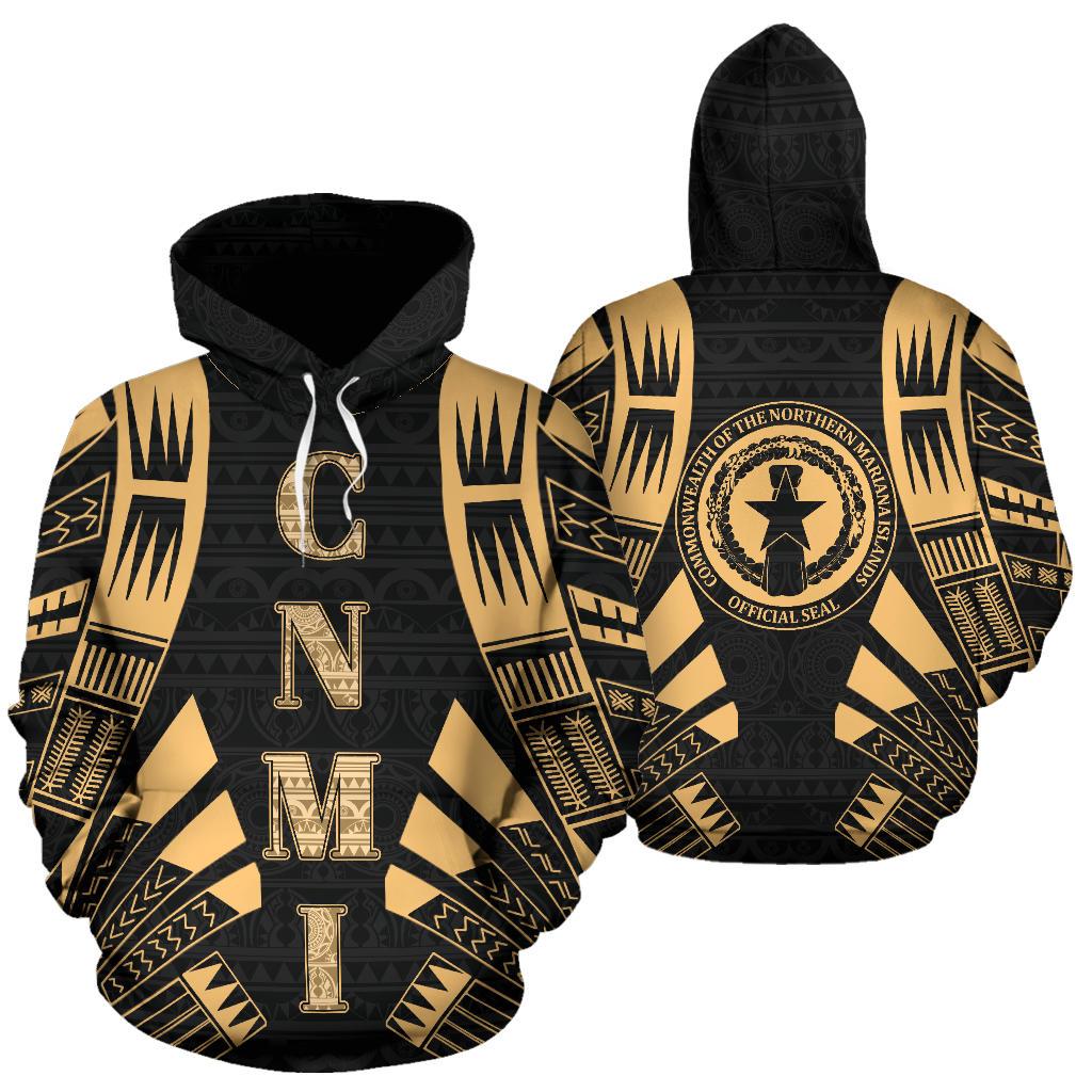 CNMI All Over Hoodie Gold Tattoo Style Unisex Gold - Polynesian Pride