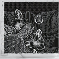Niue Shower Curtain Turtle Hibiscus Black - Polynesian Pride