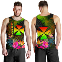 Wallis and Futuna Polynesian Personalised Men's Tank Top - Hibiscus and Banana Leaves - Polynesian Pride