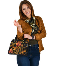 Tonga Polynesian Shoulder Handbag - Gold Plumeria - Polynesian Pride