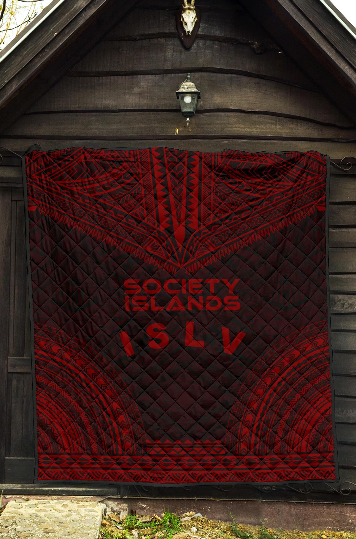 Society Islands Premium Quilt - Society Islands Flag Polynesian Chief Red Version - Polynesian Pride