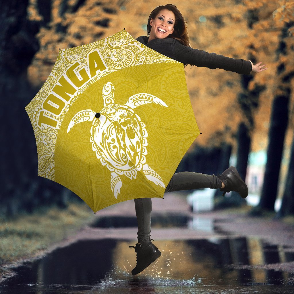 Tonga Umbrella Turtle Mermaid Polynesian Pattern White Gold - Polynesian Pride