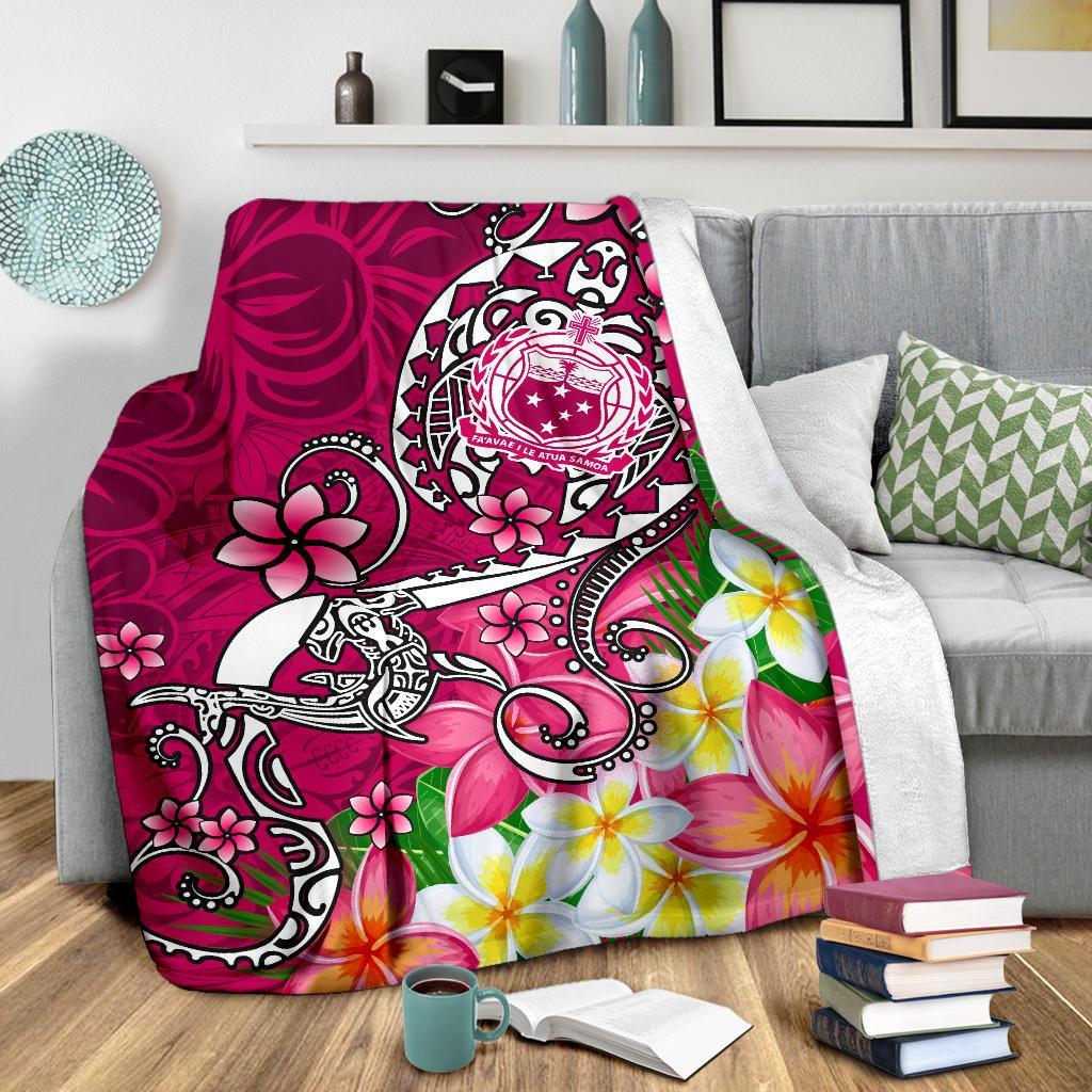 Samoa Premium Blanket - Turtle Plumeria (Pink) - Polynesian Pride