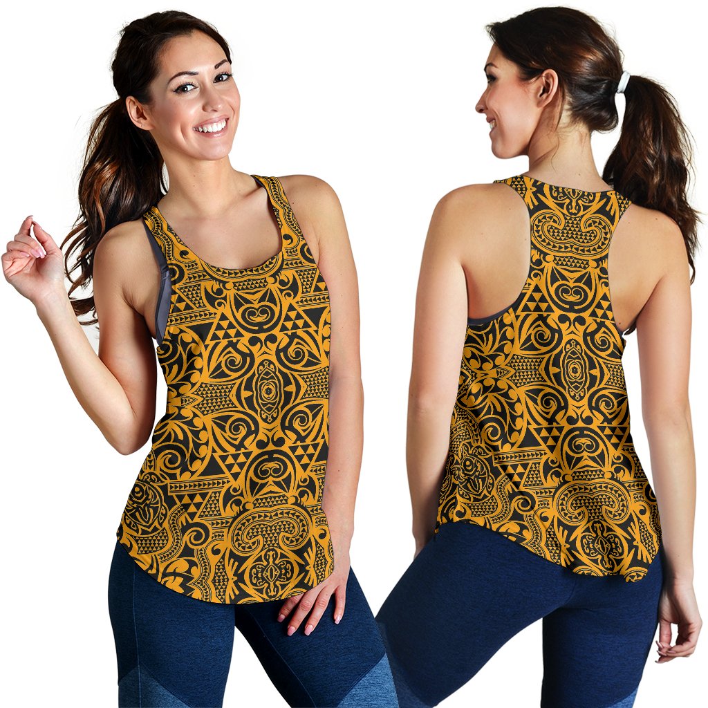 Polynesian Women's Racerback Tank Yellow Black White - Polynesian Pride