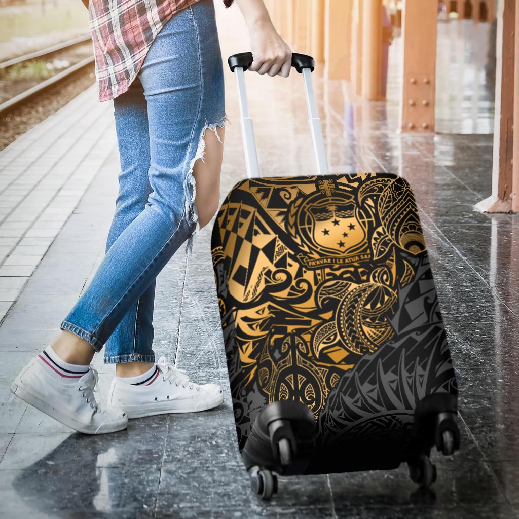 Samoa Polynesian Luggage Covers - Gold Turtle Flowing - Polynesian Pride
