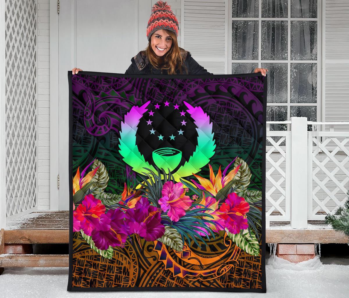 Pohnpei Premium Quilt - Summer Hibiscus - Polynesian Pride