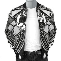 Tonga Polynesian Men's Bomber Jacket - Tonga White Seal with Polynesian tattoo - Polynesian Pride