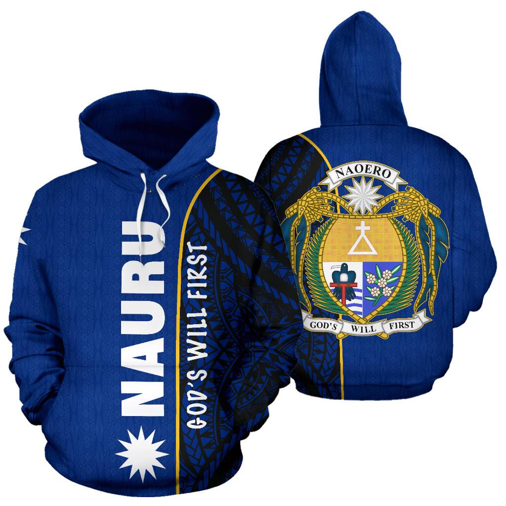 Nauru All Over Hoodie Micronesian Shoulder Style Unisex Blue - Polynesian Pride