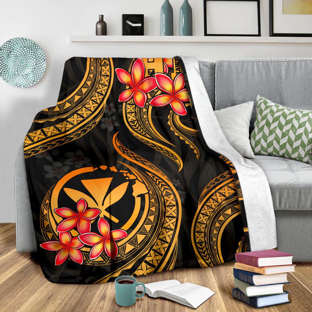 Polynesian Hawaii Premium Blanket - Gold Plumeria - Polynesian Pride