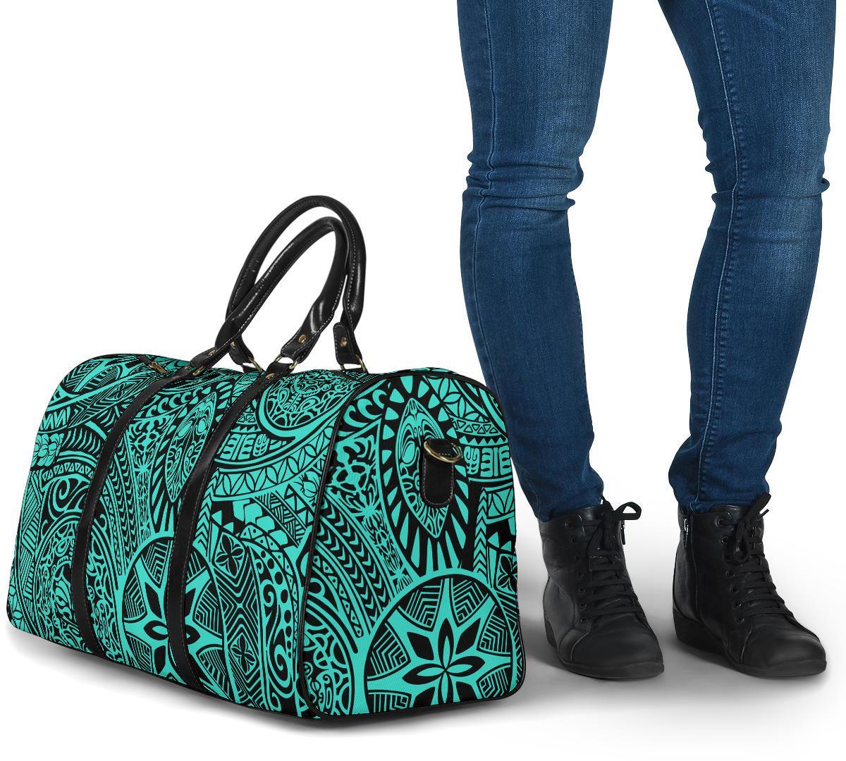 Polynesian Hawaiian Style Tribal Tattoo Turquoise Hawaii Travel Bag - Polynesian Pride