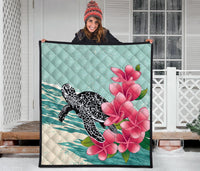Hawaii Premium Quilt - Hawaii Turtles With Plumeria Classic Premium Quilt - Polynesian Pride