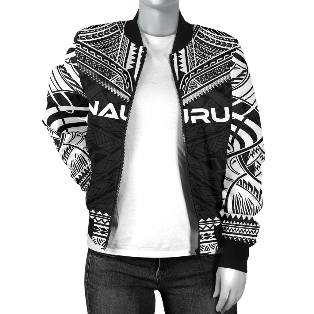 Nauru Polynesian Chief Women'S Bomber Jacket - Black Version - Polynesian Pride