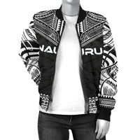 Nauru Polynesian Chief Women'S Bomber Jacket - Black Version - Polynesian Pride