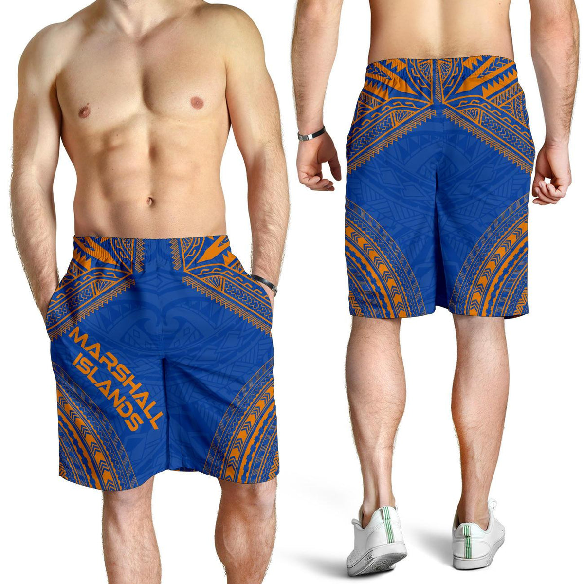 Marshall Islands Men's Shorts - Polynesian Chief Flag Version - Polynesian Pride