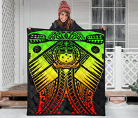 Samoa Polynesian Premium Quilt - Samoa Reggae Seal with Polynesian Tattoo - Polynesian Pride