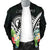 CNMI Men's Bomber Jacket - CNMI Coat of Arms & Polynesian Tropical Flowers White - Polynesian Pride