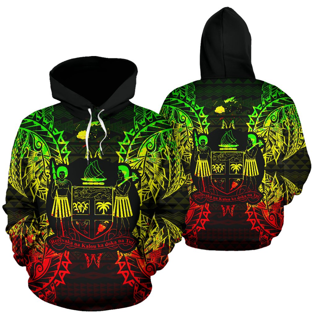 Fiji Polynesian ll Over Hoodie Map Reggae Unisex Reggae - Polynesian Pride