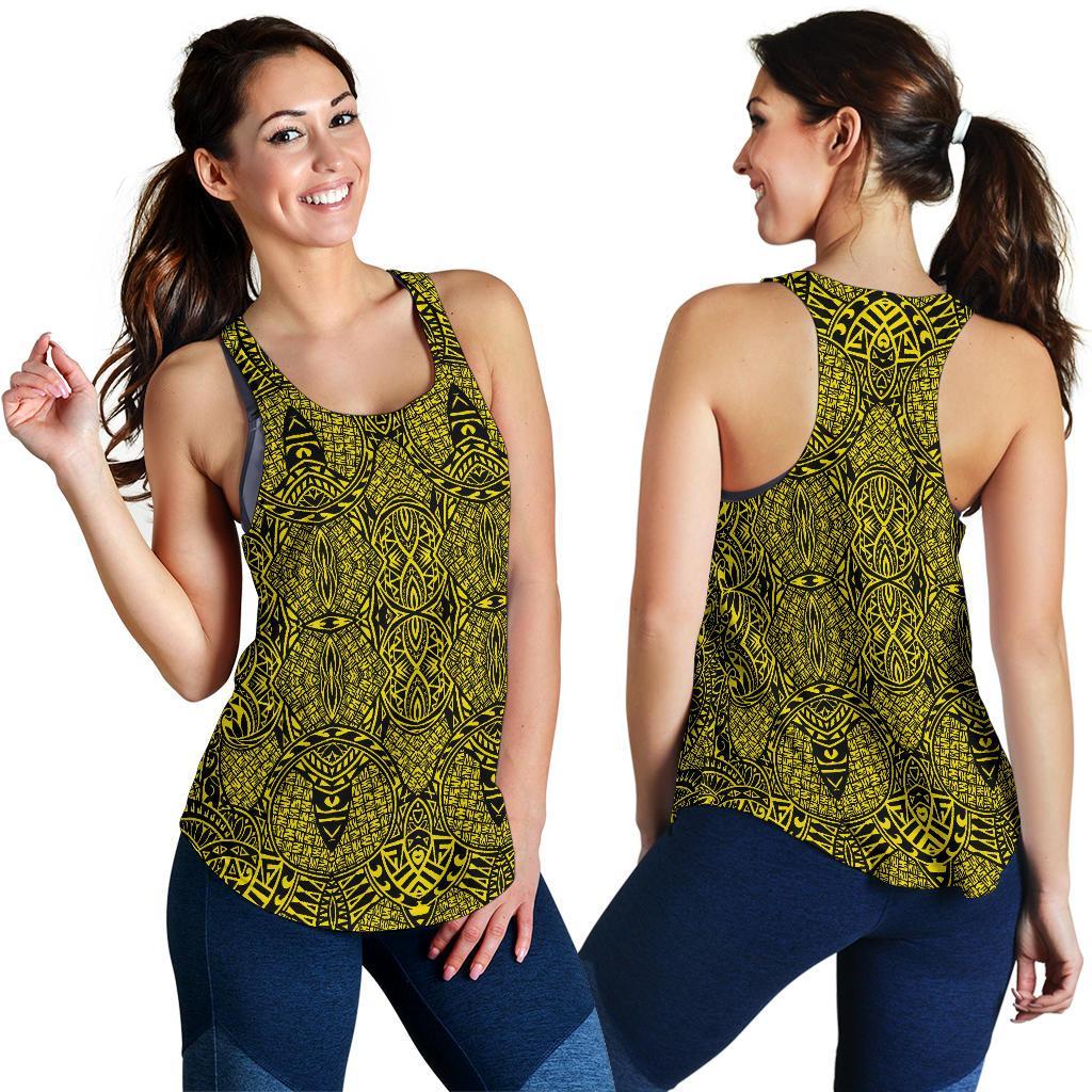 Polynesian Lauhala Mix Yellow Women's Racerback Tank Top - Polynesian Pride