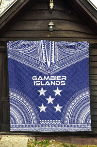 Gambier Islands Premium Quilt - Gambier Islands Flag Polynesian Chief lueag Version - Polynesian Pride