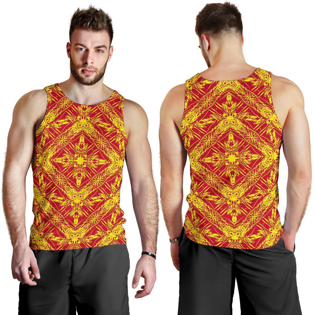 Polynesian Men's Tank Top Orange White - Polynesian Pride