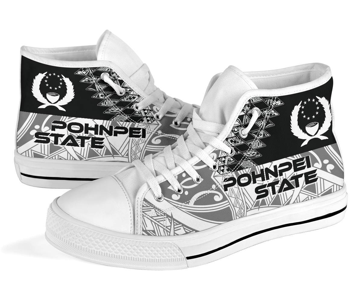 Pohnpei State High Top Shoes - White Color Symmetry Style - Polynesian Pride