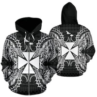 Wallis and Futuna Polynesian All Over Zip up Hoodie Map Black Unisex Black - Polynesian Pride