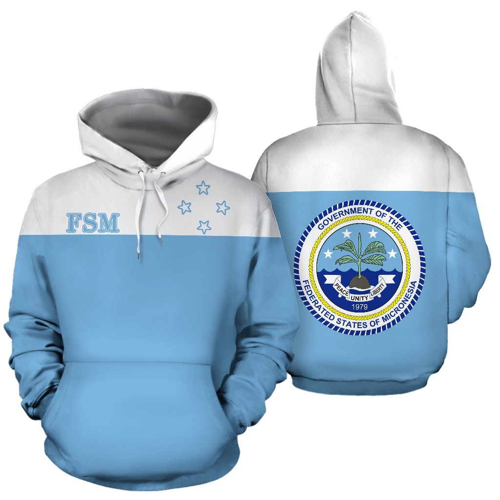 Federated States of Micronesia Flag All Over Hoodie Unisex Blue - Polynesian Pride