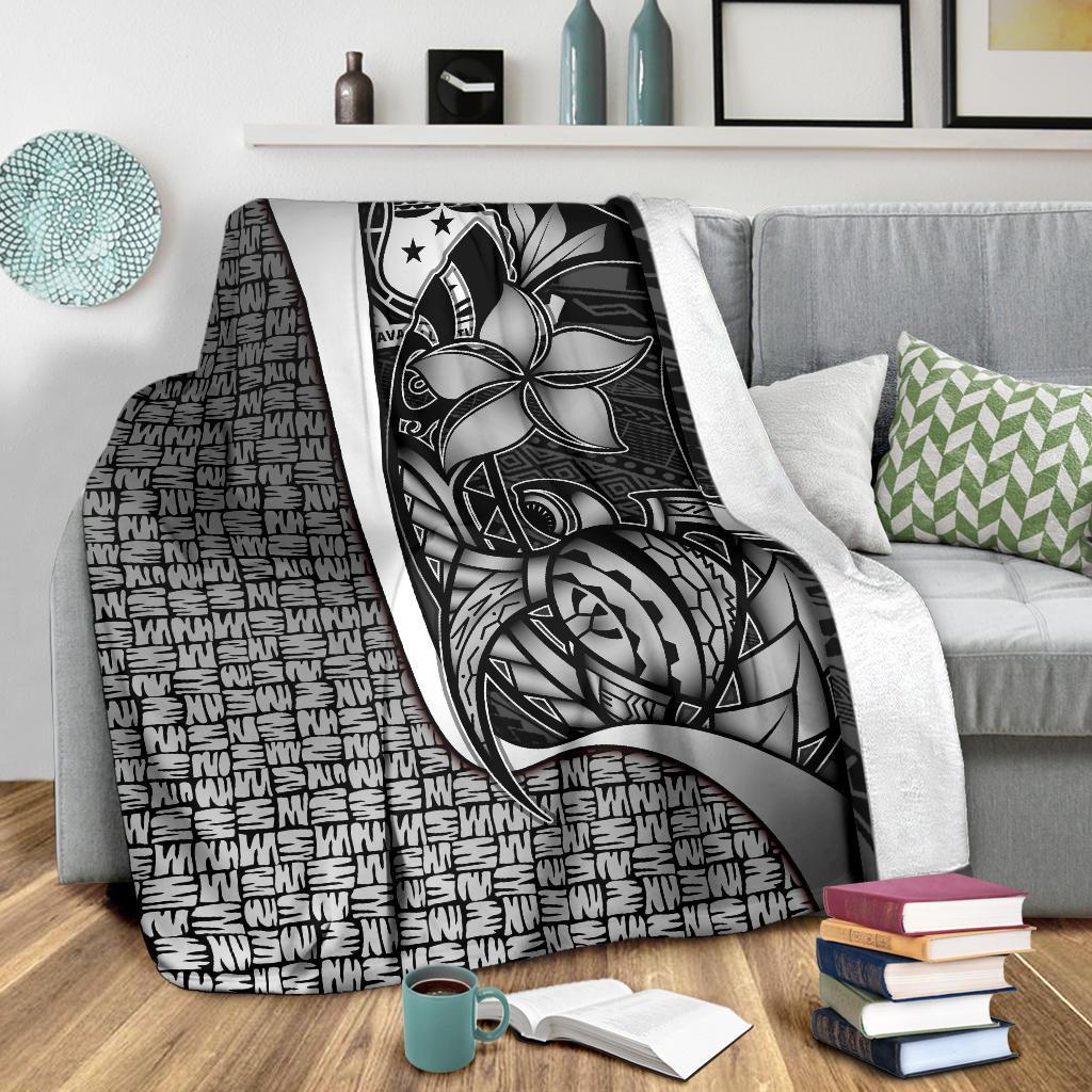 Samoa Polynesian Premium Blanket White - Turtle With Hook - Polynesian Pride
