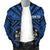 Fiji Personalised Men's Bomber Jacket - Fiji Seal With Polynesian Tattoo Style ( Blue) - Polynesian Pride