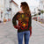 Polynesian Hawaii Women's Off Shoulder Sweater - Red Turtle Manta Ray - Polynesian Pride