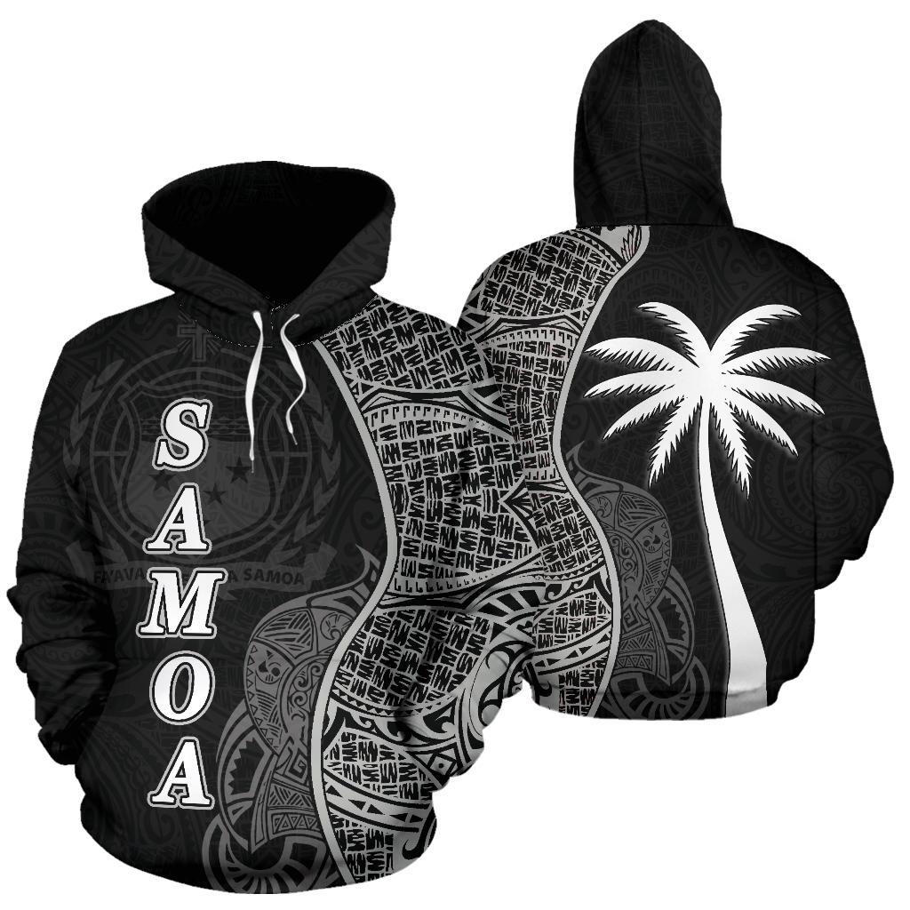 Samoa Polynesian Hoodie Coconut Tree Black Unisex Black - Polynesian Pride
