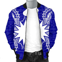 Nauru Polynesian Men's Bomber Jacket Map Blue - Polynesian Pride