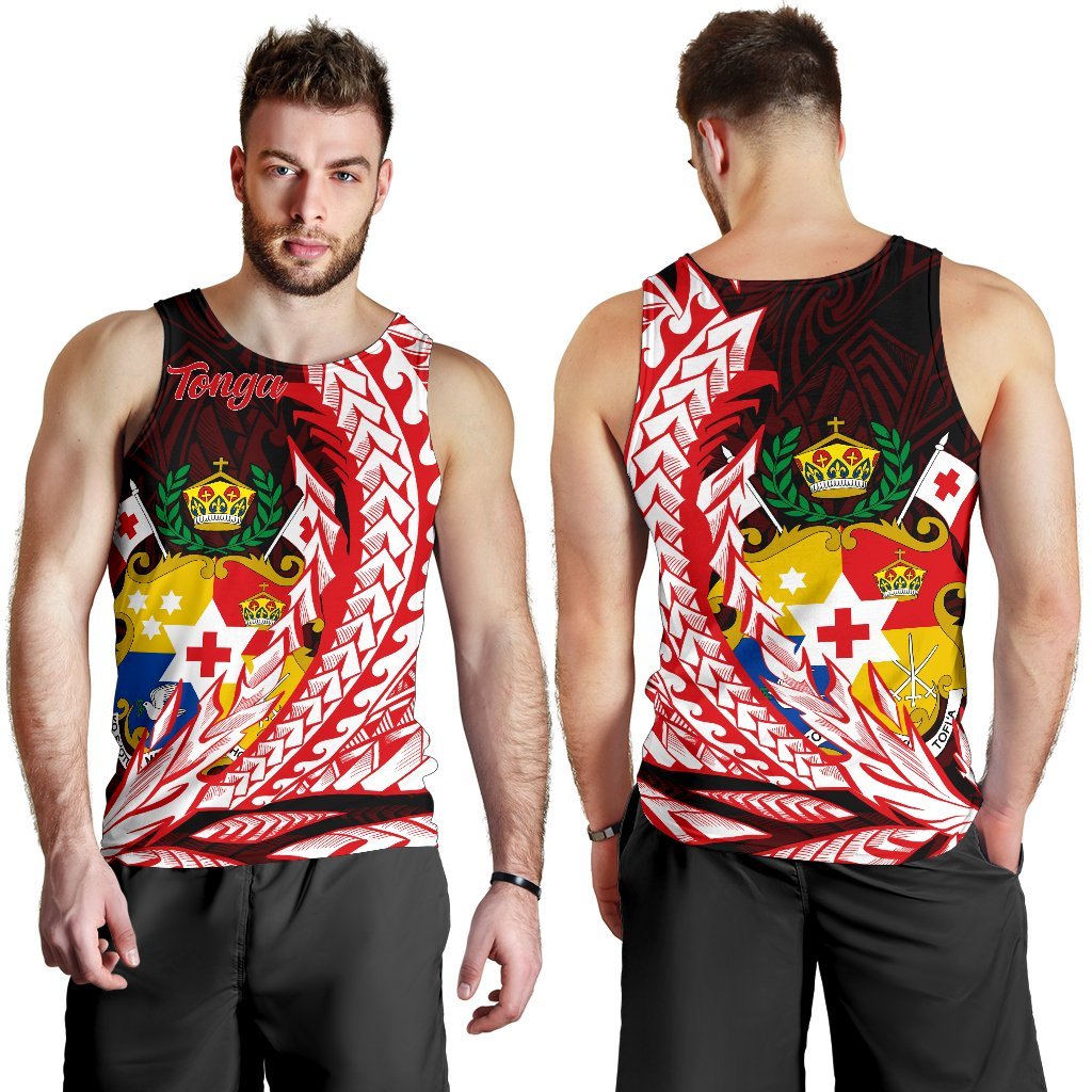 Tonga Men's Tank Top - Wings Style Black - Polynesian Pride
